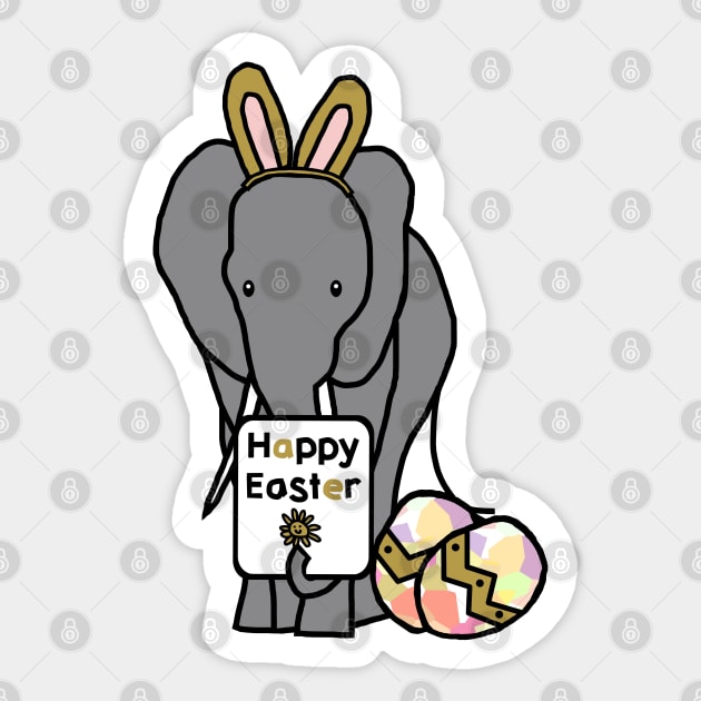 Happy Easter Bunny Ears on an Elephant Sticker by ellenhenryart